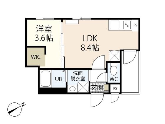 MOVE広本町サウス(1LDK/3階)の間取り写真