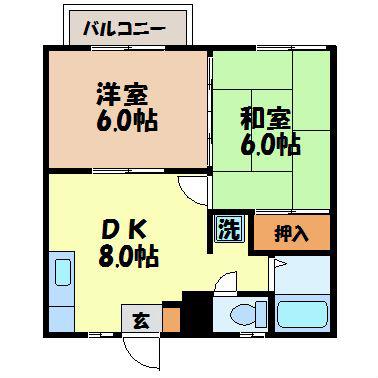アネックス31-I(2DK/2階)の間取り写真