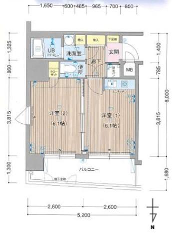 シティライフ新大阪(1DK/2階)の間取り写真