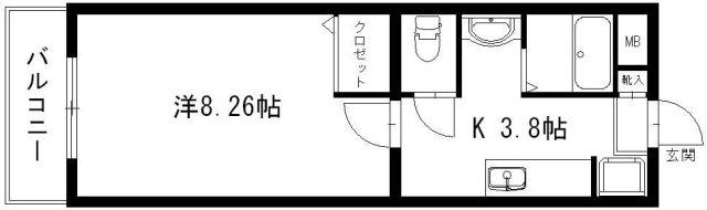 遠州鉄道 上島駅 徒歩67分 3階建 築18年(1K/3階)の間取り写真
