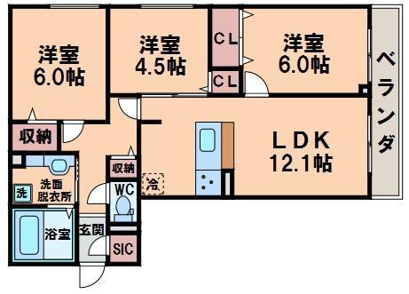 ヴィエン南田辺(3LDK/2階)の間取り写真