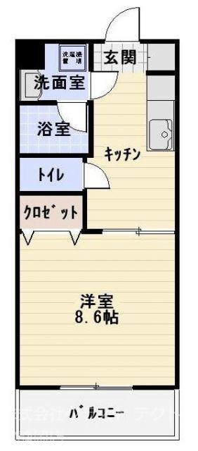 フォンティーヌIII(1K/1階)の間取り写真