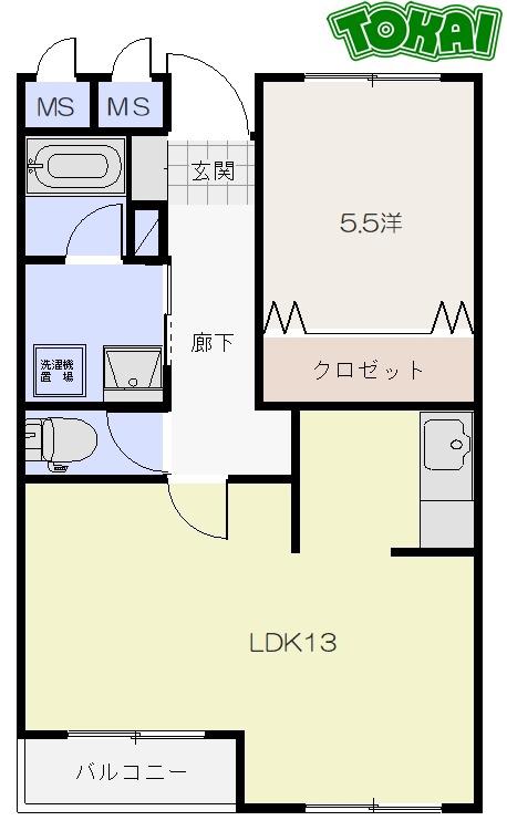 メゾン殿町(1LDK/1階)の間取り写真