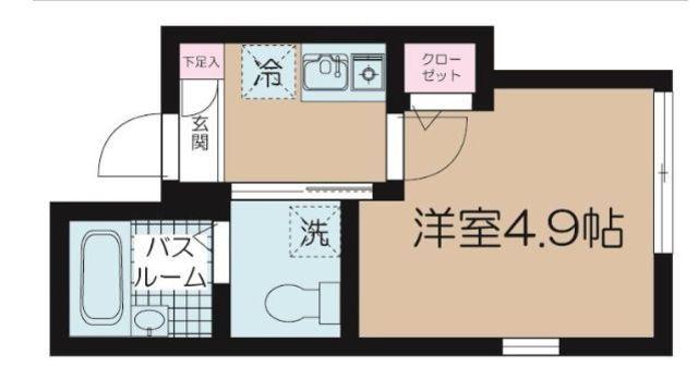 フェリーチェ富士見台A(1K/1階)の間取り写真