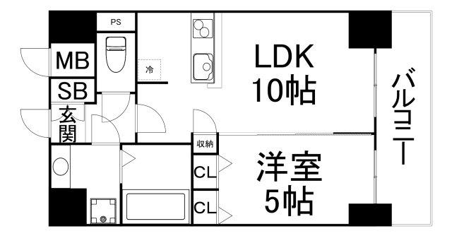 CAVANA梅田北(1LDK/13階)の間取り写真
