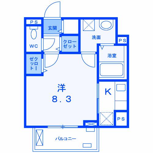 セントラル ヴィレッジⅡ(1K/2階)の間取り写真