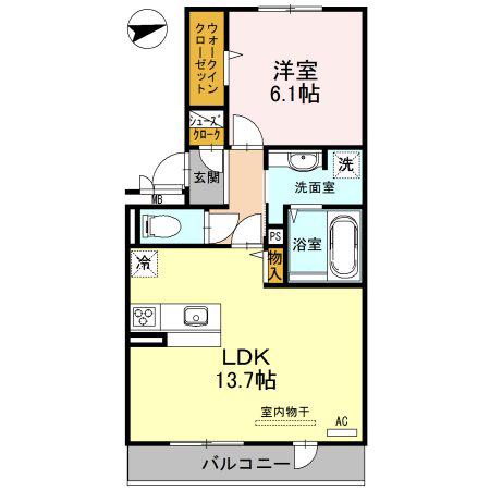 カーサ高善 A棟(1LDK/1階)の間取り写真