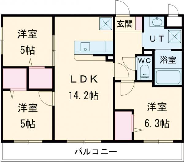 FELICIAS(3LDK/3階)の間取り写真