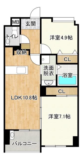 GARDEN昴(2LDK/4階)の間取り写真