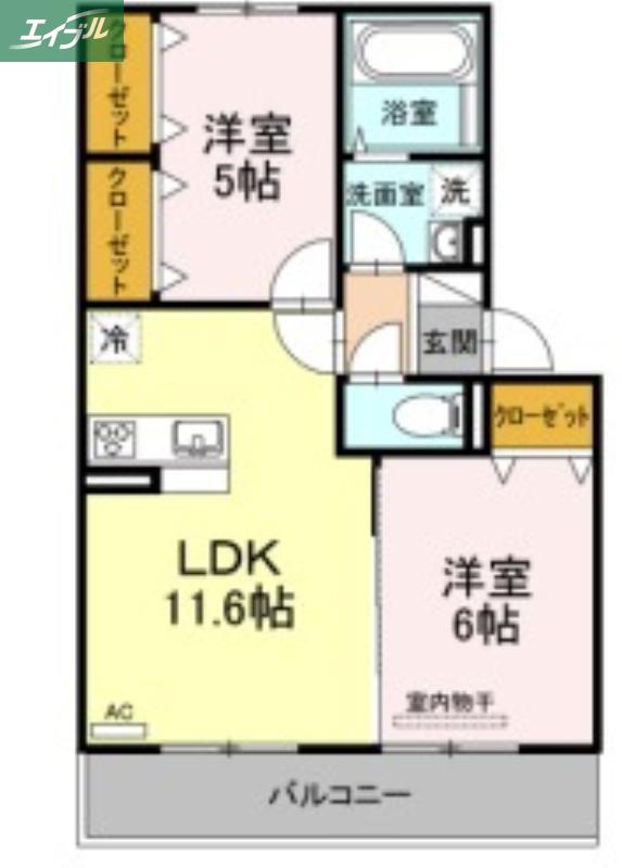 メゾンOTC(2LDK/3階)の間取り写真