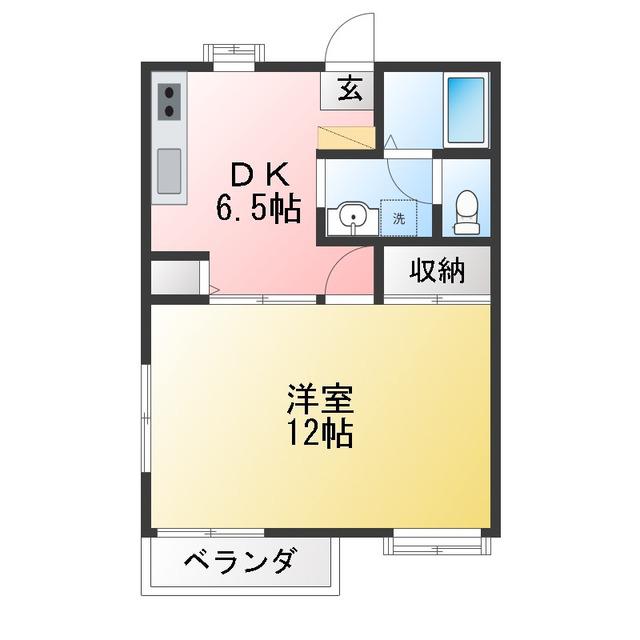 アップルパイIII(1DK/2階)の間取り写真