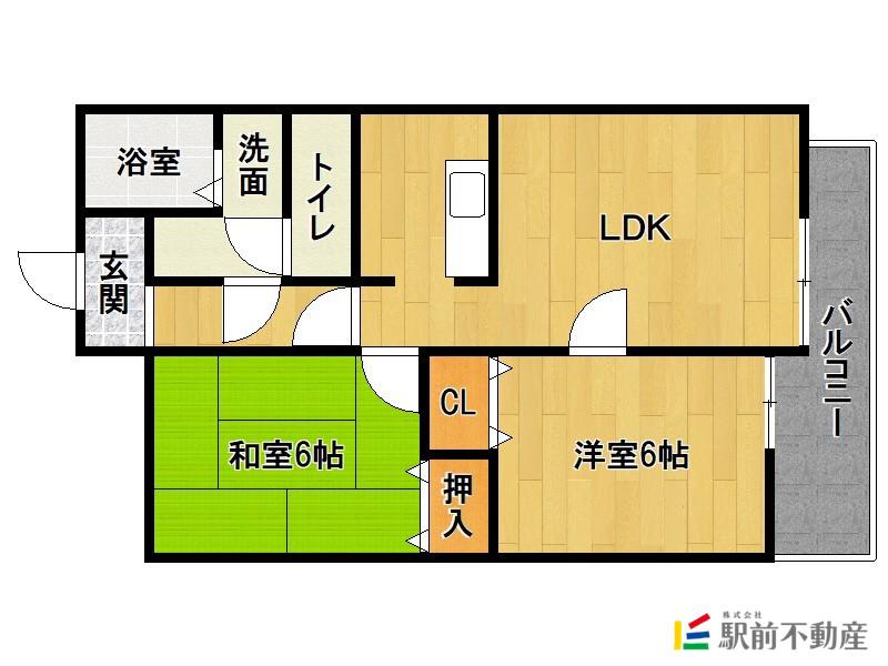 メゾンフルールB(2LDK/2階)の間取り写真