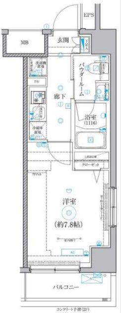 クオリタス菊川(1K/2階)の間取り写真