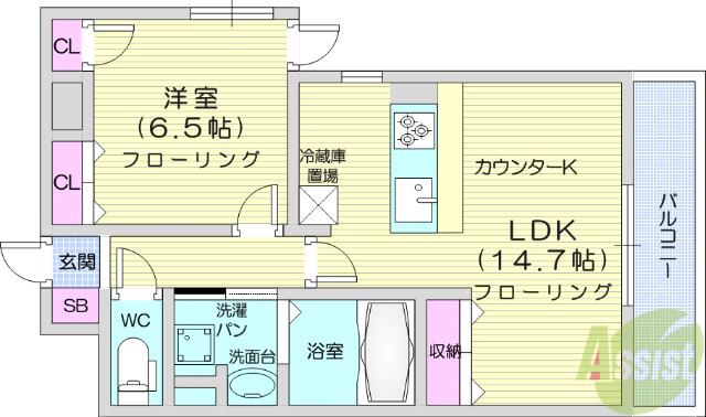 プライムアーバン仙台五橋(1LDK/8階)の間取り写真