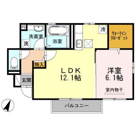 ニュージーコート大村(1LDK/1階)の間取り写真