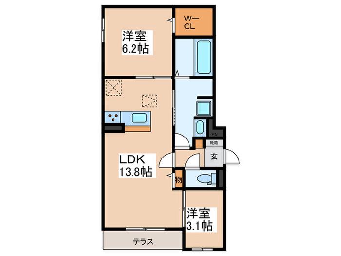 CLASHIST平野西イースト(2LDK/1階)の間取り写真