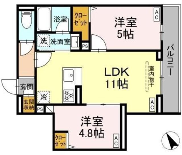 セレスティア桜上水(2LDK/2階)の間取り写真