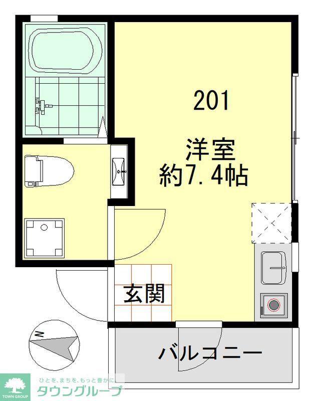 アパートメント新小岩A棟(ワンルーム/2階)の間取り写真