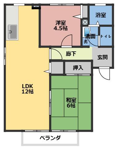 セントヒルズA(2LDK/2階)の間取り写真