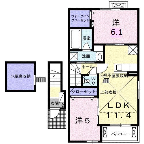 ラフランスC(2LDK/2階)の間取り写真