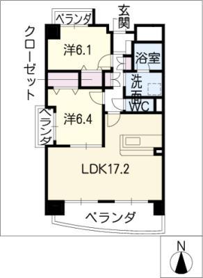 シャルム12(2LDK/5階)の間取り写真