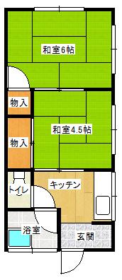 ハイツワタナベII(2K/2階)の間取り写真