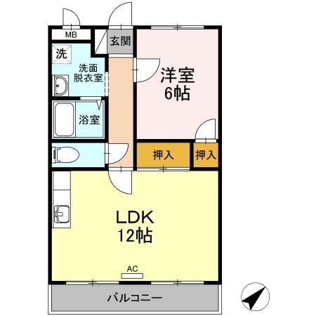 サンパティーク桜木I(1LDK/2階)の間取り写真
