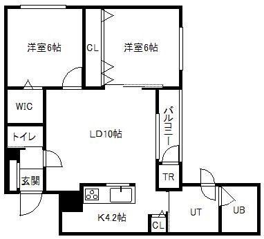 グランメール シャルム山鼻17(2LDK/3階)の間取り写真