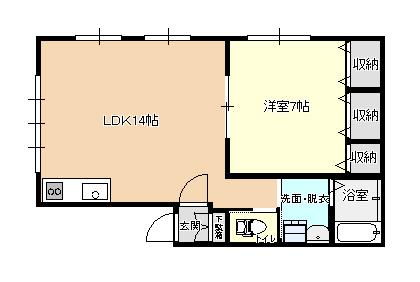 パレスグリーン(1LDK/2階)の間取り写真