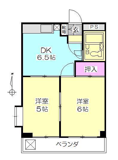 サンシティ金池(2DK/6階)の間取り写真