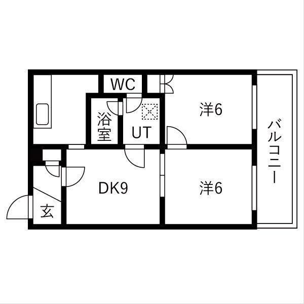 エルベ都島(2DK/3階)の間取り写真