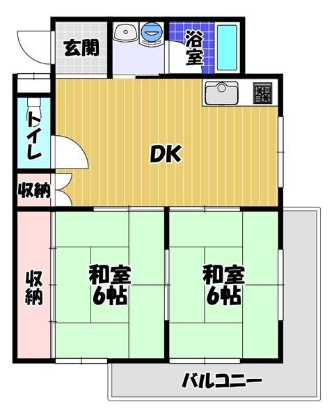 プレアール藤沢台(2LDK/2階)の間取り写真