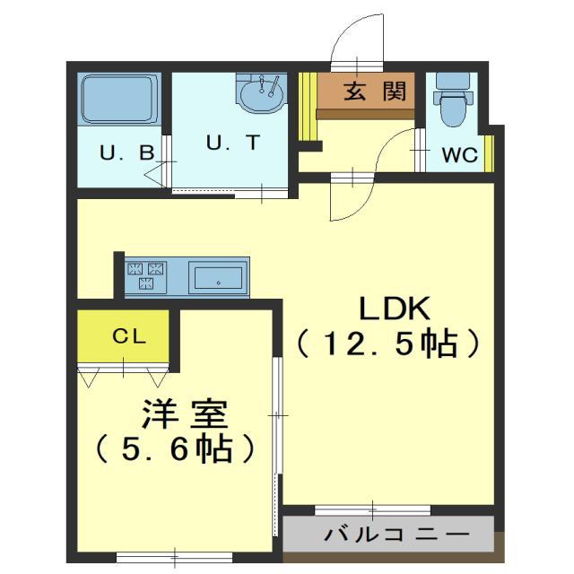 GROOVE COURT桔梗グルーヴコート桔梗(1LDK/1階)の間取り写真