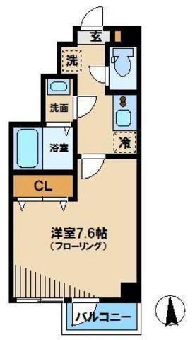クアトロN(1K/2階)の間取り写真