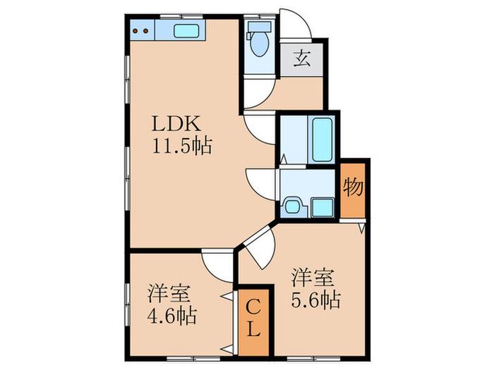 ノーザンブルー(2LDK/2階)の間取り写真