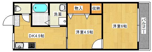 ベガパンクSTヒルズ(2DK/2階)の間取り写真