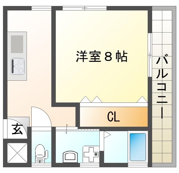 ヴィクトリアハイツ港町(1K/1階)の間取り写真