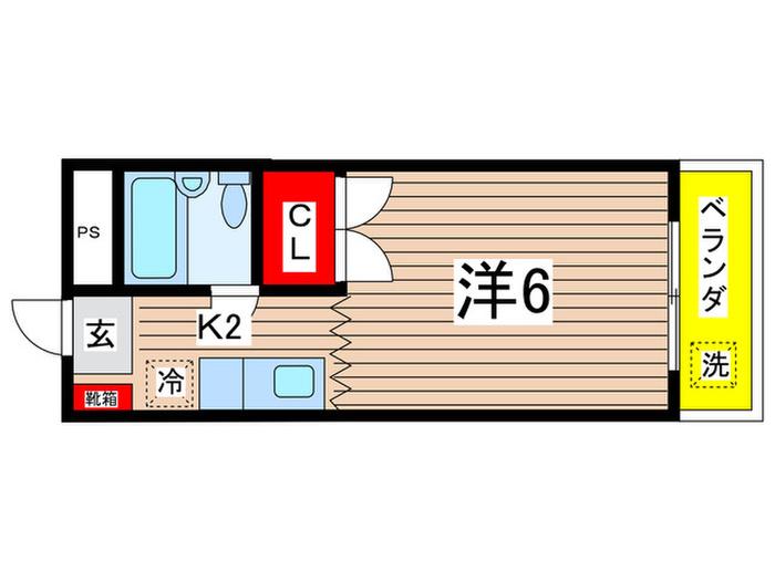 エステート・若葉台(1K/2階)の間取り写真