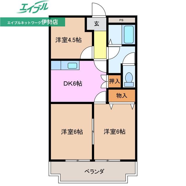 クォリティメゾンA(3DK/2階)の間取り写真