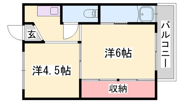 ビレッジハウス朝日ヶ丘(2K/3階)の間取り写真