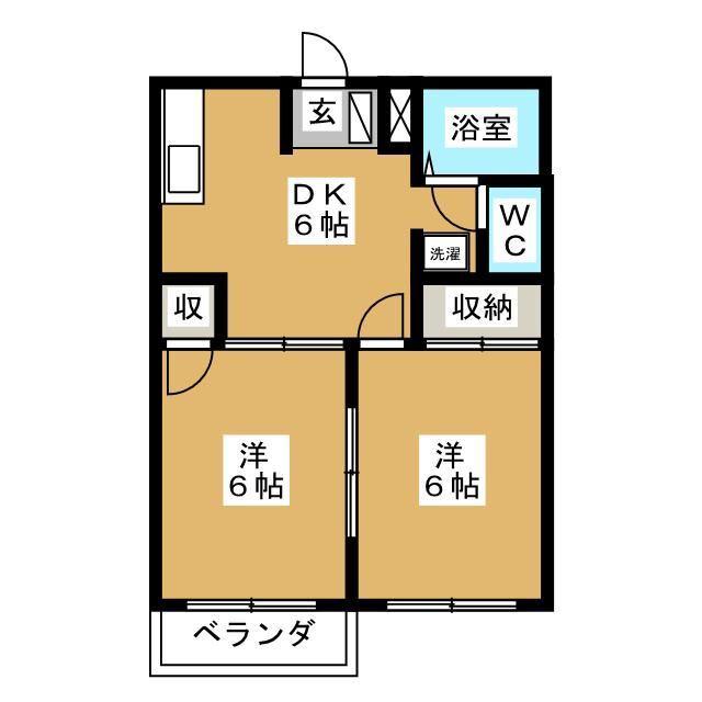 Gクレフ和合 A(2DK/1階)の間取り写真
