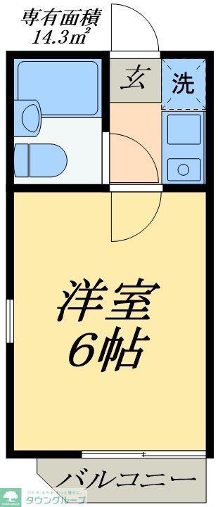 シャンテ北千住(1K/2階)の間取り写真