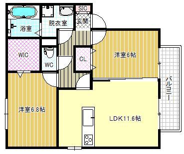 ヴィスタリアハイム(2LDK/1階)の間取り写真