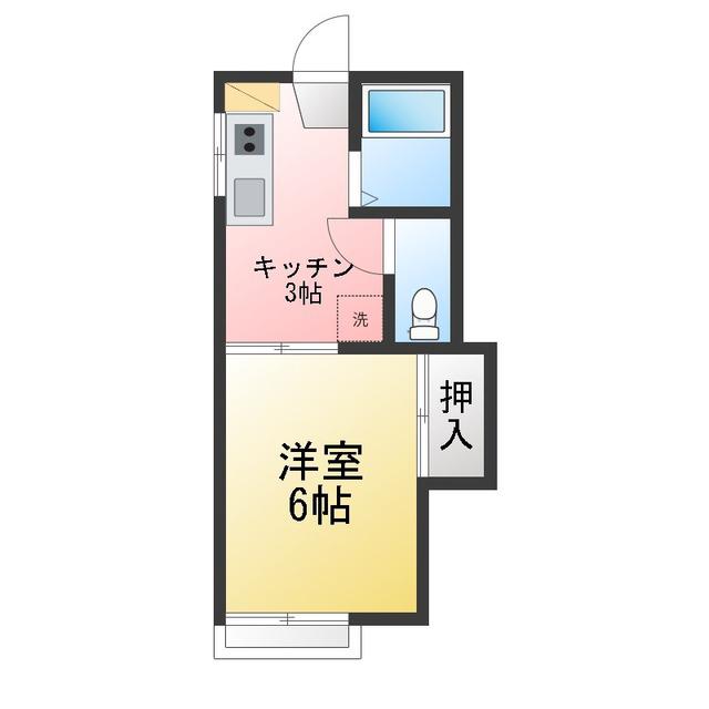ハイツ佐伯(1K/1階)の間取り写真