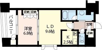 エスティメゾン銀座(1LDK/15階)の間取り写真