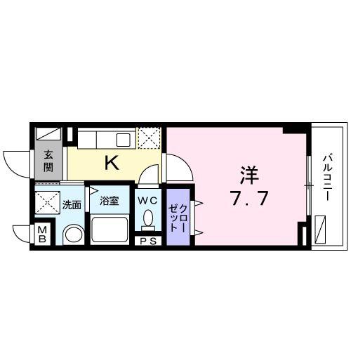 ブライトマーチ タナカ(1K/1階)の間取り写真