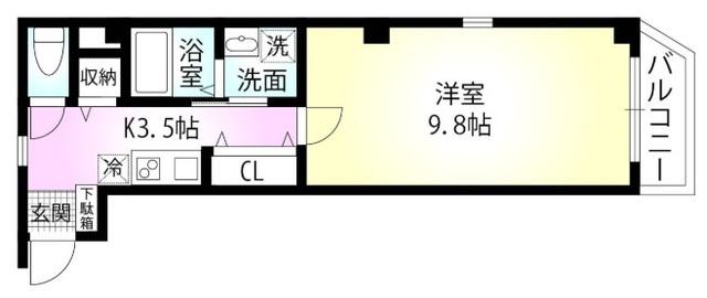 セリシール(1K/2階)の間取り写真