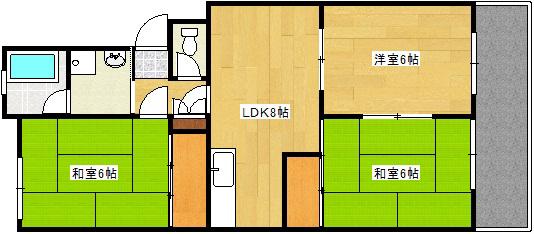 ハイネス大芝(3LDK/3階)の間取り写真