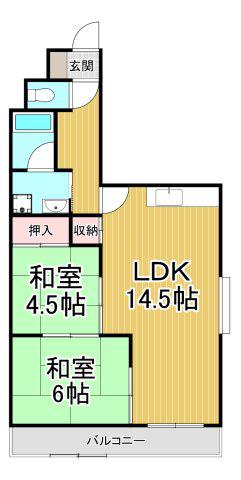 南野サンハイツ(2LDK/3階)の間取り写真