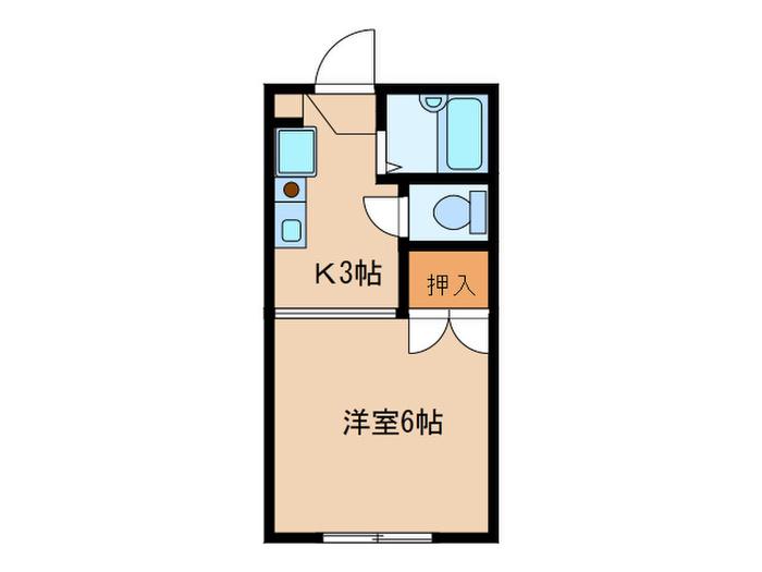 グレース島村南(1K/2階)の間取り写真